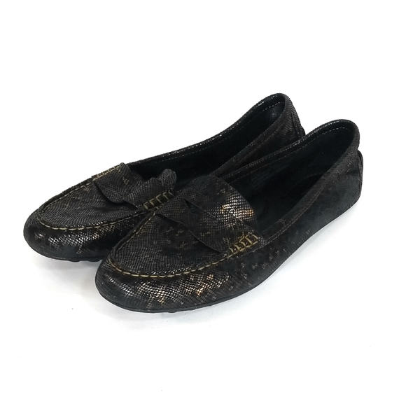 BORN Womens Malena Leather Driving Loafers Slip On In Black Multi Print Size 9.5 - Picture 7 of 11